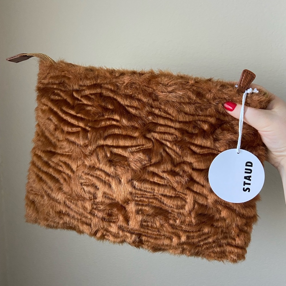 Staud faux fur xl clutch, new
